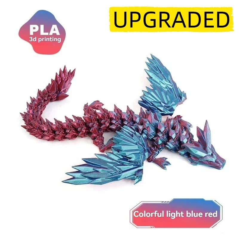 3D Printed Articulated Dragon Figurine - Colorful Gem Dragon Movable Joint Desktop Fantasy Action Figure Craft