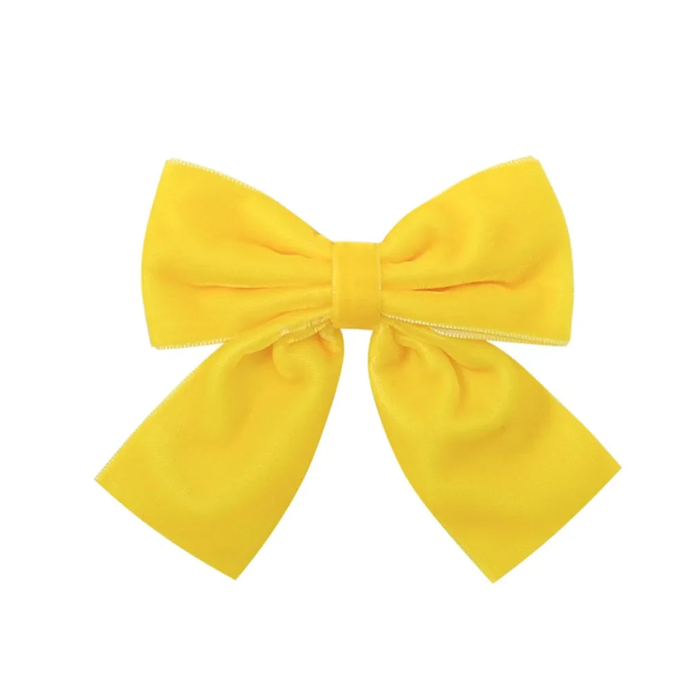 4.3-inch Velvet Bow Hair Clips for Girls – Handmade Barrettes in Black, White, Red, Pink, Blue, Yellow, Kids Hair Accessories