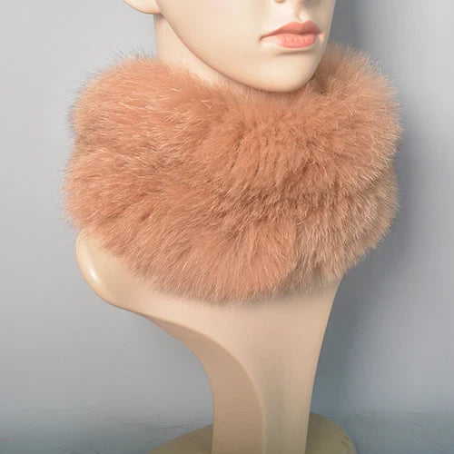 2025 Real Fox Fur Scarf and Headband – Luxury Winter Neck Warmer for Women, 100% Natural Fur, Elastic Ring Muffler