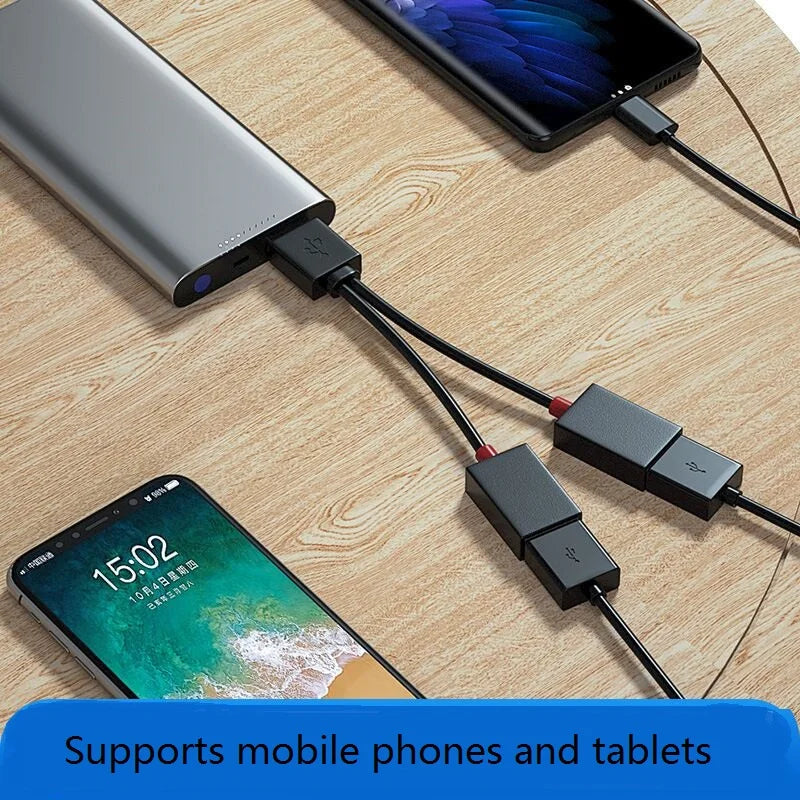 Car Mounted 1 to 2 USB Multi-Functional Adapter - Branching Hub for Mobile Phones, Tablets, and Multi-Interface Extensions