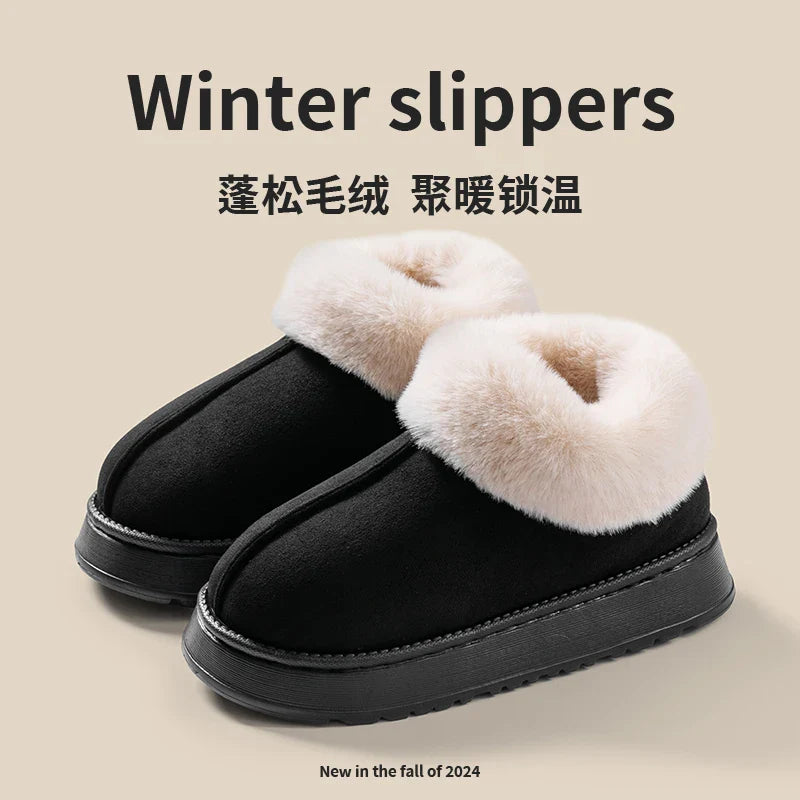 2024 Women's Fashion Snow Boots – Fluffy Plush Faux Fur Winter Slippers, Cozy Indoor Shoes for Men & Women