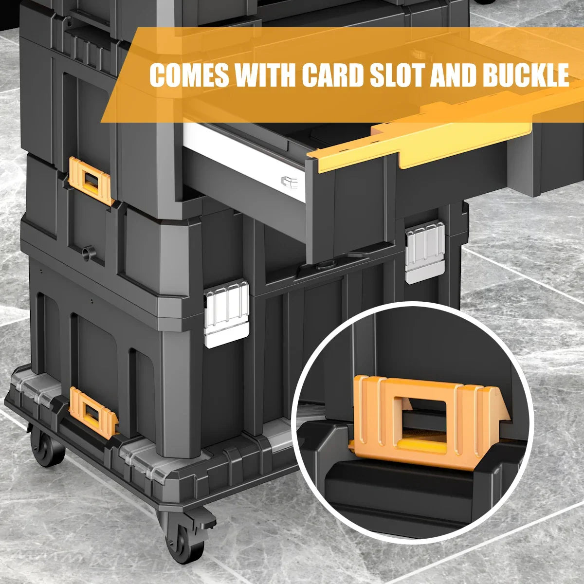 AIRAJ Stackable Modular Toolbox Set — Portable Combo ToolBox with Wheels for Space-Saving Storage & Easy Mobility