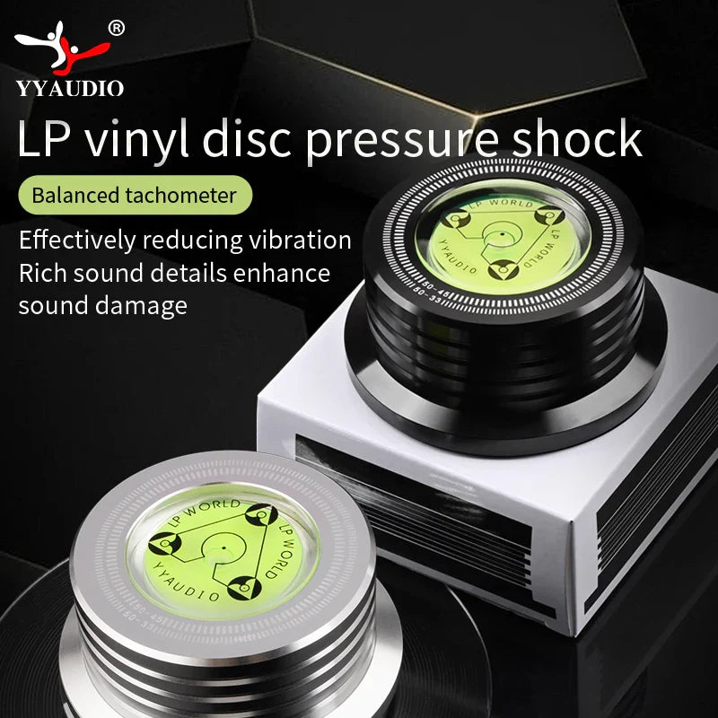 YYAUDIO Universal 50Hz LP Vinyl Record Stabilizer — Aluminum Alloy Turntable Weight Clamp with Level for Music Players