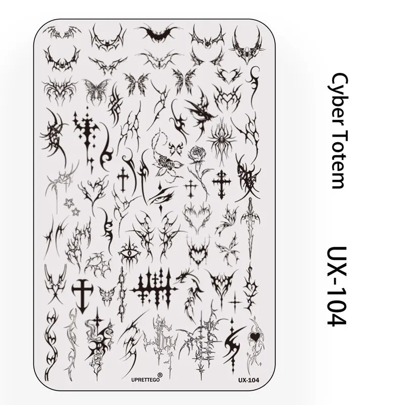 UX Serial 2 Stainless Steel Stamping Plate Template – Vintage Abstract Fabric Texture Pattern for Nail Art, Floral Lace, Xmas & Halloween Designs (UX52)