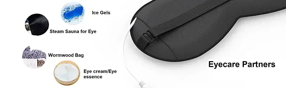 USB Heated Silk Eye Mask — Reusable Steaming Eye Massager for Sleep, Puffiness, Dark Circles & Eye Care