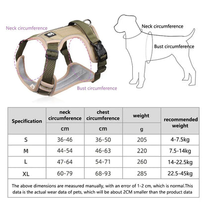 Reflective Adjustable Dog Harness: Medium to Large Labrador Army Vest - Oxford Cloth Pet Training Harness for Hound Walking