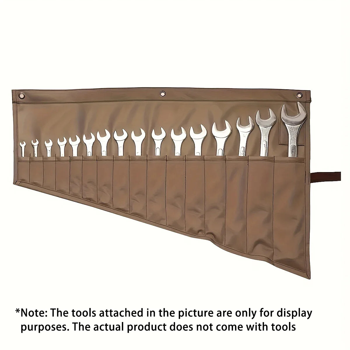 Brown Universal Canvas Tool Bag – Wrench & Hardware Storage Roll Bag for Maintenance, 1-Piece