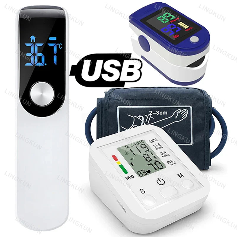Automatic Tonometer Arm Blood Pressure Monitor – Digital BP Equipment with LED Display and Pressure Sensor Cuff
