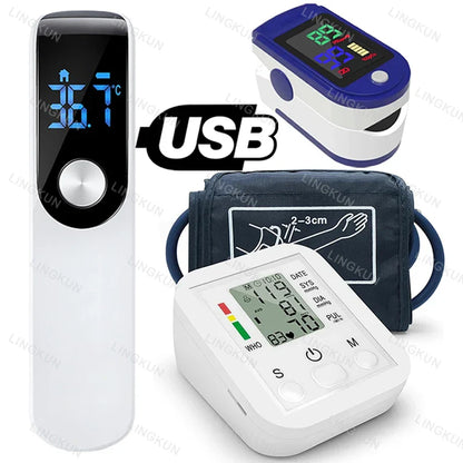 Automatic Tonometer Arm Blood Pressure Monitor – Digital BP Equipment with LED Display and Pressure Sensor Cuff