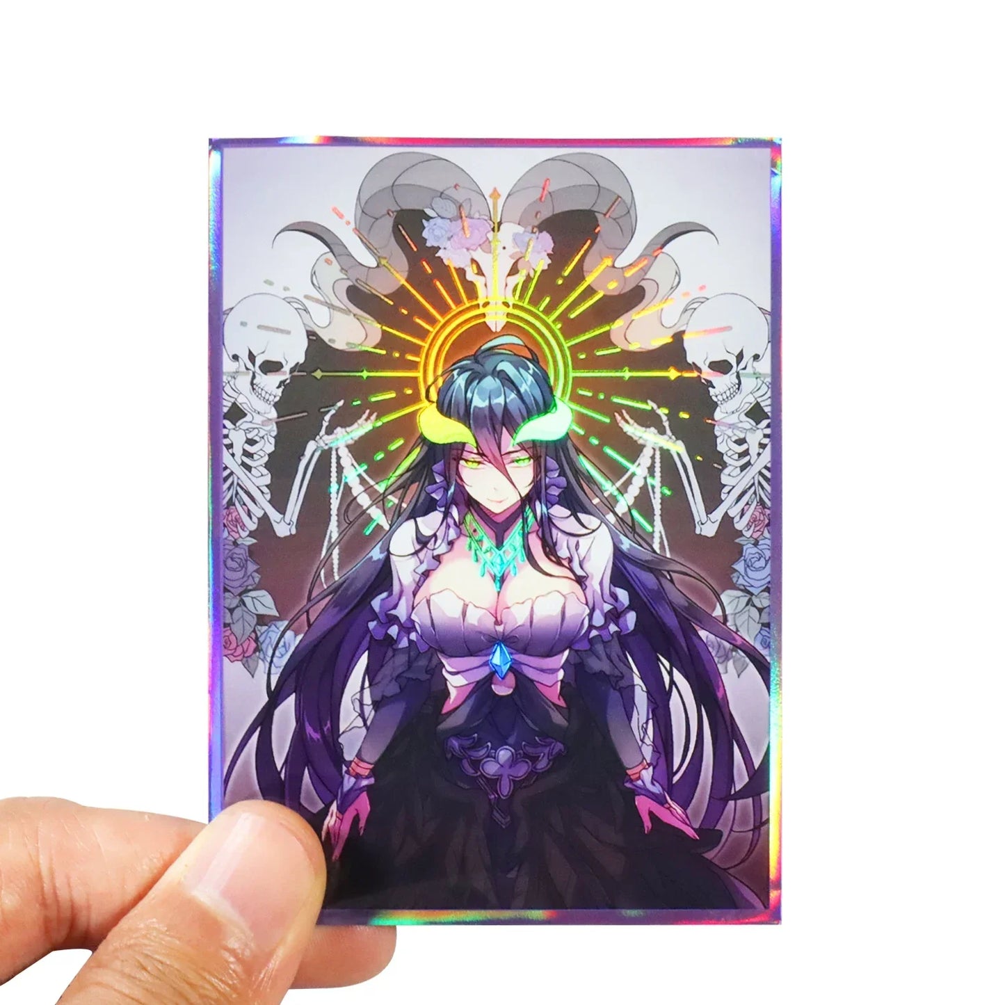 Albedo Holographic Card Sleeves 67x92mm — Anime Trading Card Protectors for PKM & MTG Standard Size