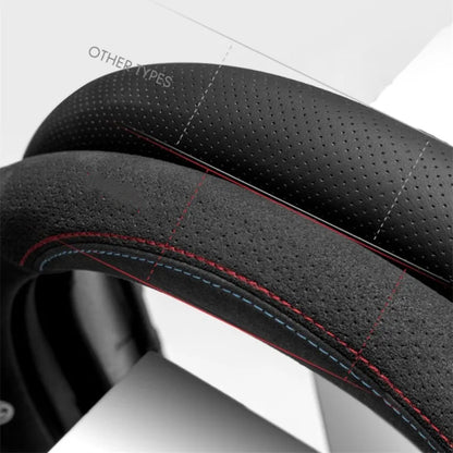 Universal Cowhide Suede Steering Wheel Cover — Breathable 37-38cm Car Steering Wheel Wrap Accessories