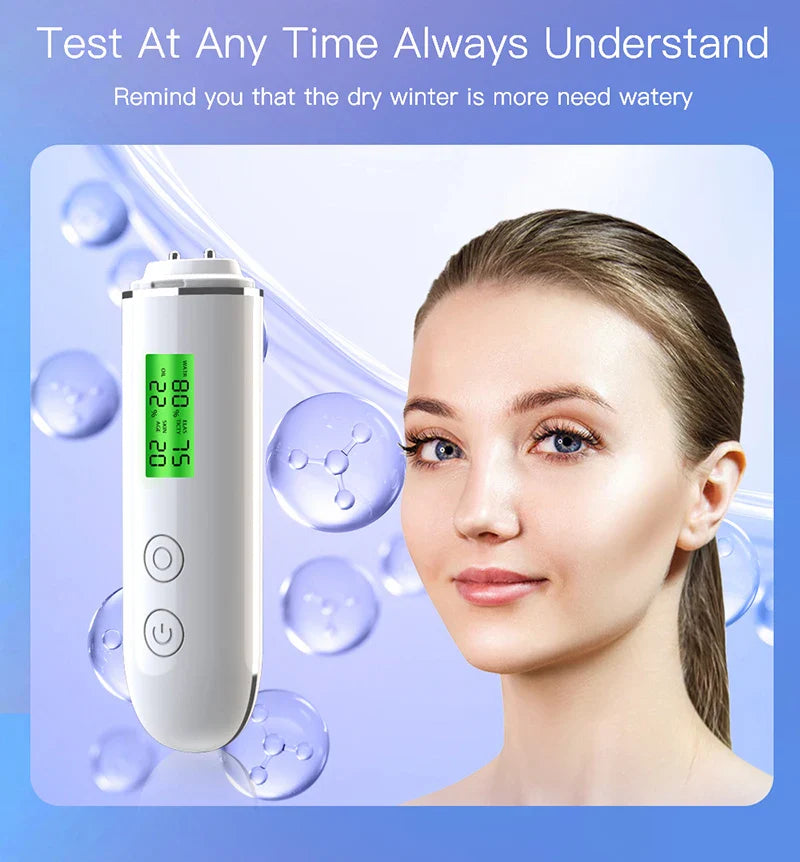 LCD Digital Skin Analyzer Pen — Face Tester for Moisture, Oil & Skin Health with Fluorescent Display
