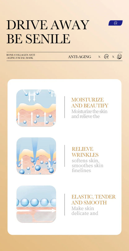 10PCS Anti-Wrinkle Collagen Face Masks – Moisturizing, Anti-Aging, Brightening Facial Sheet Masks