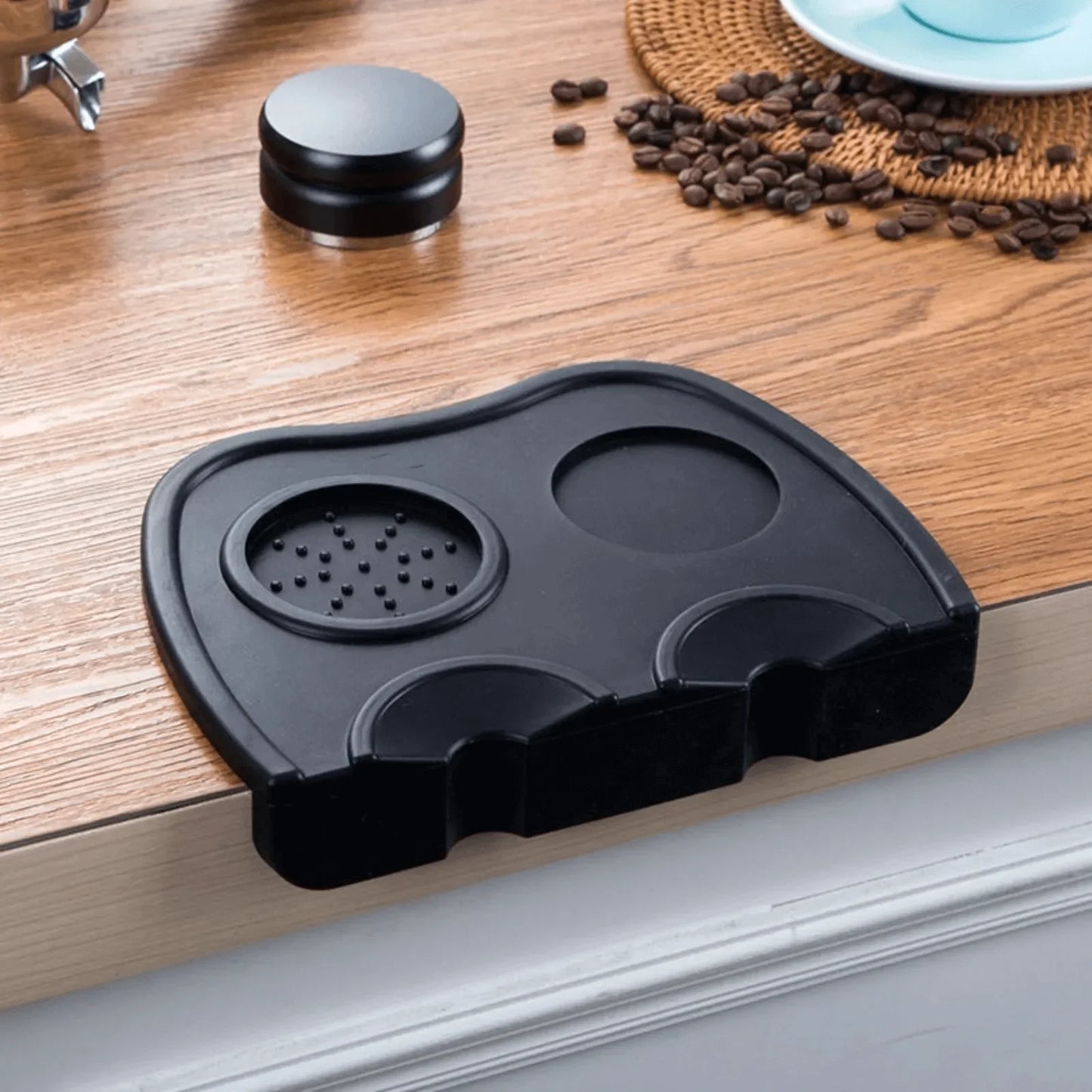 Silicone Espresso Tamper Mat - Anti-Skid Coffee Tamping Corner Pad for Baristas, Durable Coffeeware Tool Holder