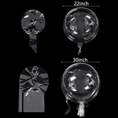 3pcs Large Wide Neck Transparent Bobo Balloons Bouquet for Valentines, Birthdays, and Weddings