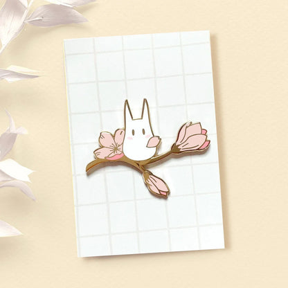 Sakura Tree & Cat Enamel Pin — Kawaii Cartoon Flower Badge, Anime Animal Brooch for Jewelry & Collectors