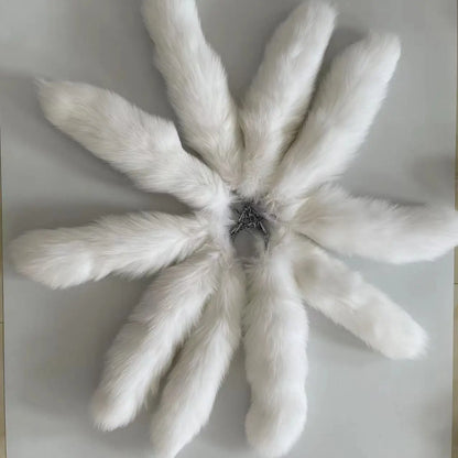 Real Fox Fur Tail Keychain – Large Natural Fur Pendant for Cosplay, Bags, Cars, and Women