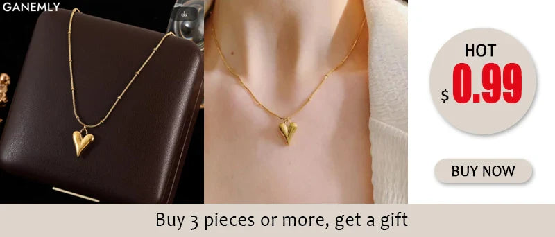 GANEMLY 316L Stainless Steel Water Drop Pendant Necklace – Trendy 18K Gold Plated Women’s Jewelry Gift