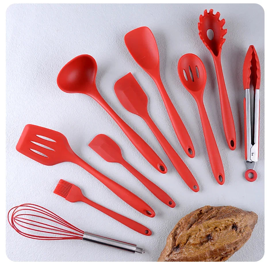 10-Piece Silicone Cookware Set – Kitchen Baking Tools, Spatulas & Scrapers