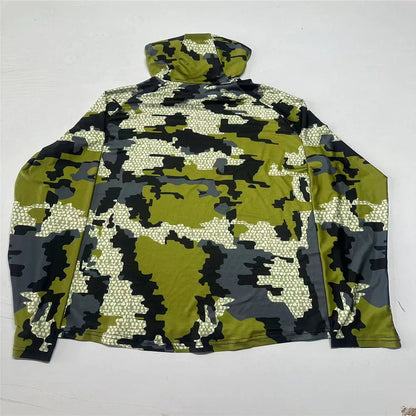 Men's Long Sleeve Fishing Hoodie – Anti-UV Sun Protection, Camouflage Hunting Shirt with UPF 50+