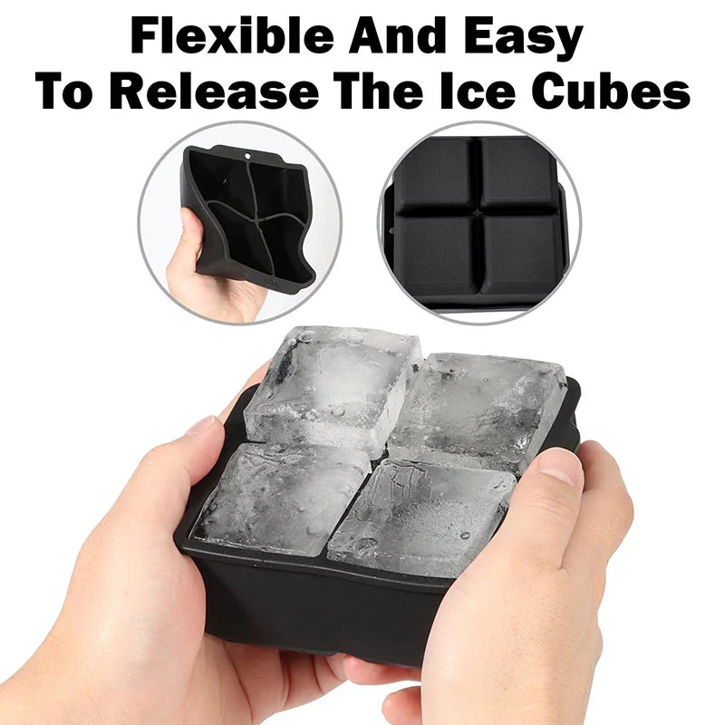 Silicone Large Ice Cube Molds – 2-Inch Big Ice Trays with Removable Lid, BPA-Free, Flexible & Stackable