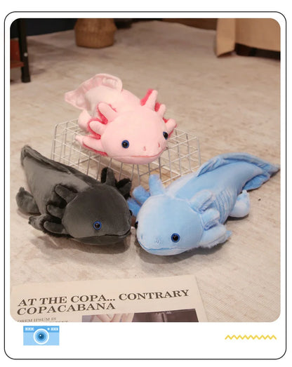 Kawaii Colorful Newt Plush Toy — 23-80cm Cute Axolotl Salamander Stuffed Animal, Fuzzy Long Pillow Cushion for Kids Gift