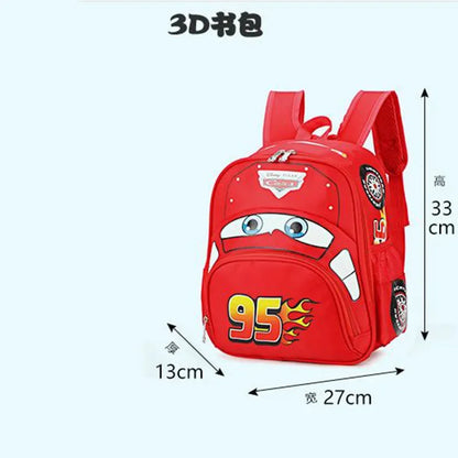 3D Cartoon Car Shape Kids Backpack — Large Capacity Kindergarten Schoolbag for Boys and Girls