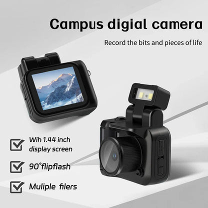 Y4000 Mini HD 1080p Camera – Portable Retro Digital Video Recorder with Screen, Flash Light & Battery Dock