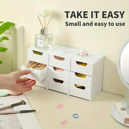 3-Tier Plastic Cosmetic Organizer – Drawer Storage Box for Makeup, Jewelry & Office Supplies