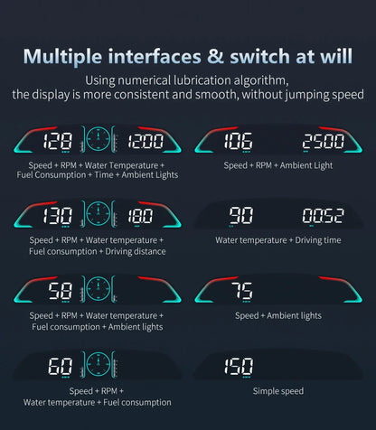 AD G3/B3 OBD2 GPS Head-Up Display – Smart Car HUD with Digital Speedometer, RPM, Water Temp, Clock & Security Alarm
