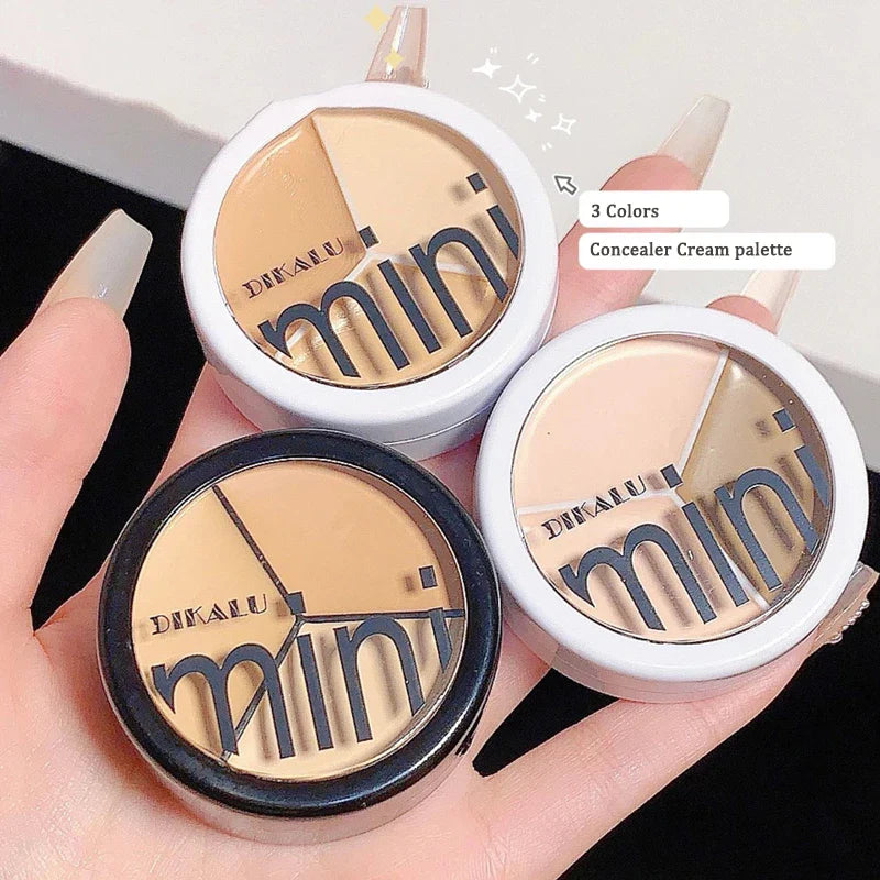 3-Color Concealer Cream Palette – Full Coverage for Acne, Dark Circles & Contour with Brush, Moisturizing Makeup