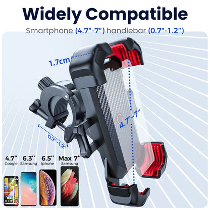 Joyroom Universal Bike Phone Holder — 360° Rotatable Shockproof Stand for 4.7-7 inch Mobile Phones, GPS Clip