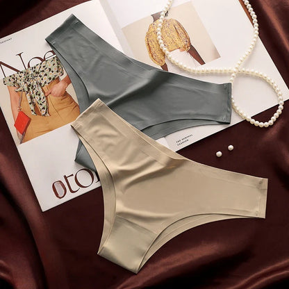 4PCS Seamless Ice Silk G-String Panties for Women – Low Waist, Soft Ultra-Thin Sexy Underwear Briefs