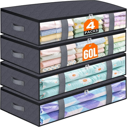 4-Pack Under Bed Storage Bags – Space-Saving Blanket, Shoe & Bedding Organizer for Bedroom Storage and Organization