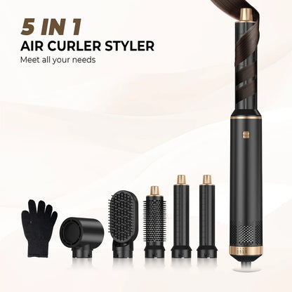 5-in-1 Electric Hair Dryer Comb – Negative Ion Straightener, Curling Iron & Detachable Multifunctional Heating Brush