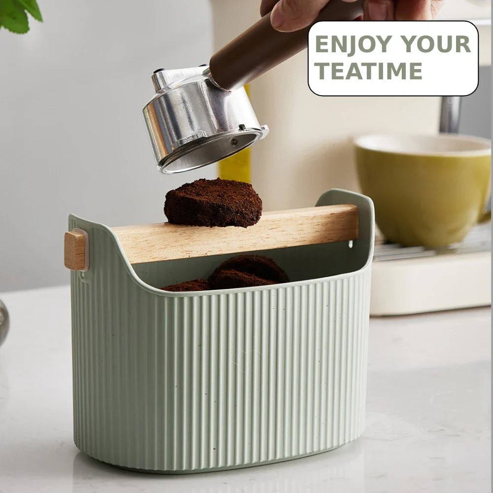 Detachable Grind Dump Bin with Knock Bar – Shock Absorbent Coffee Ground Waste Bin for Bar & Kitchen Espresso Tools