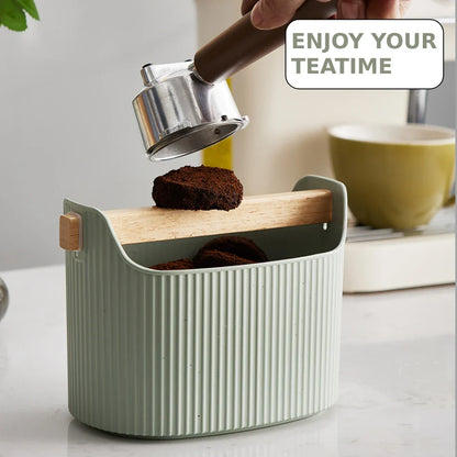 Detachable Grind Dump Bin with Knock Bar – Shock Absorbent Coffee Ground Waste Bin for Bar & Kitchen Espresso Tools