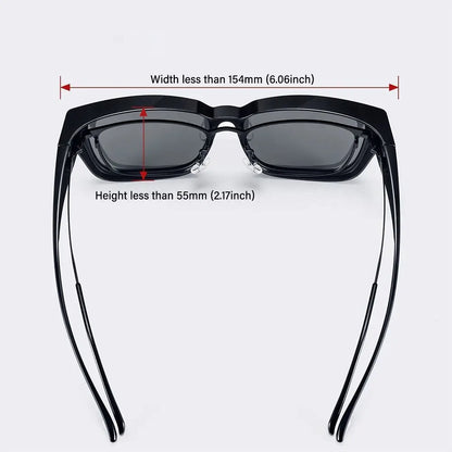 UV Protection Fit Over Glasses Sunglasses - Polarized Wrap Around Square Shades | Wearable Over Prescription Glasses