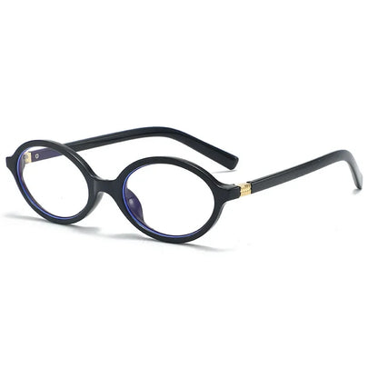 Oval Small Frame Retro Glasses for Women - Korean Plain Style Anti-Blue Light Eyewear, Ladies Optical Spectacles