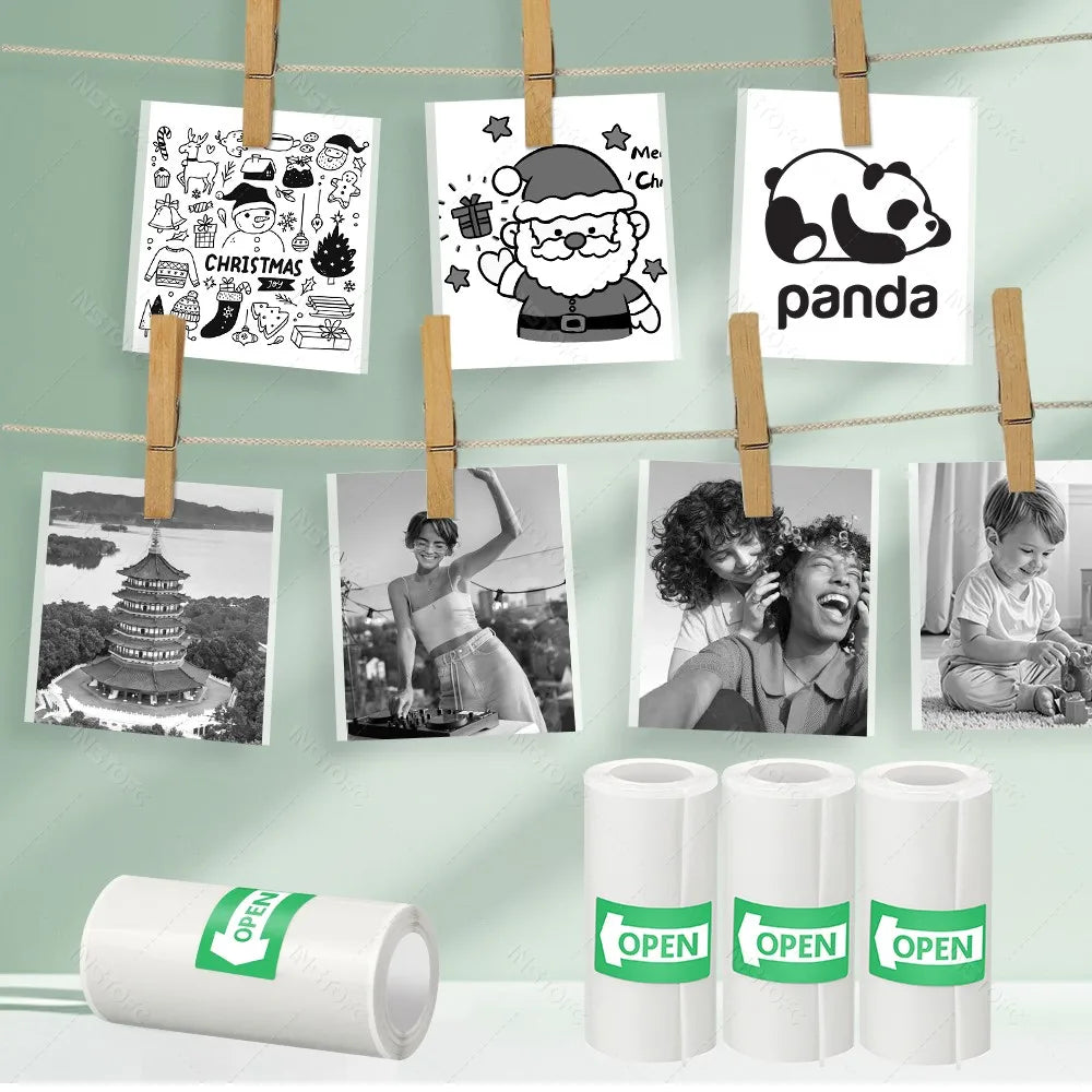 57x25mm Thermal Label Paper Rolls - Adhesive Sticker Refill for Mini Printers & Kids Instant Cameras