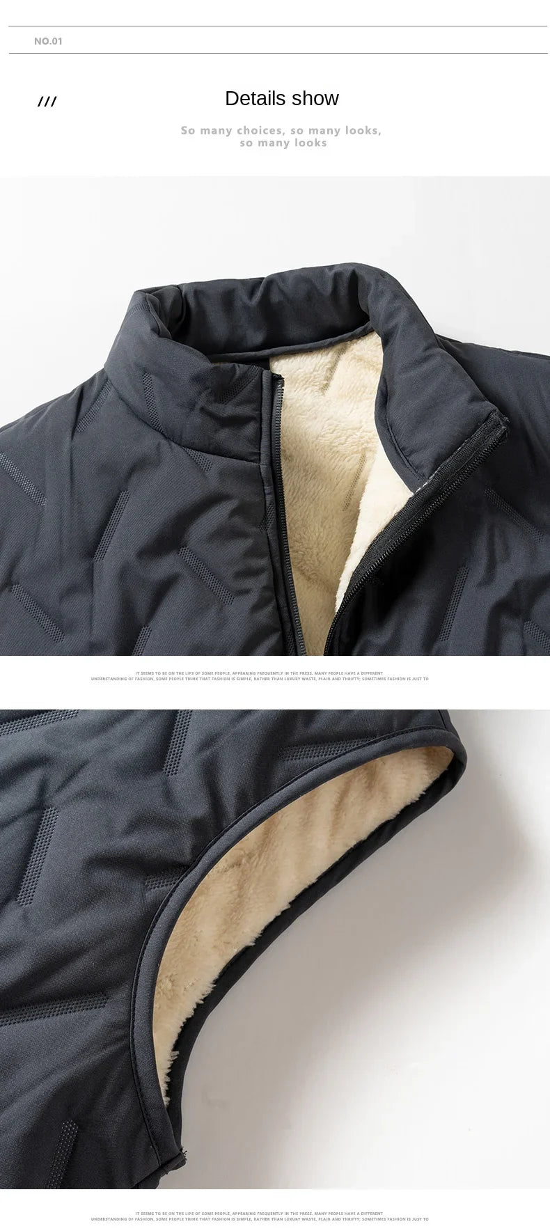 Men’s Autumn & Winter Cotton Vest Jacket – Casual Warm Sleeveless Top with Standing Collar, Plus Size Multifunctional Outerwear
