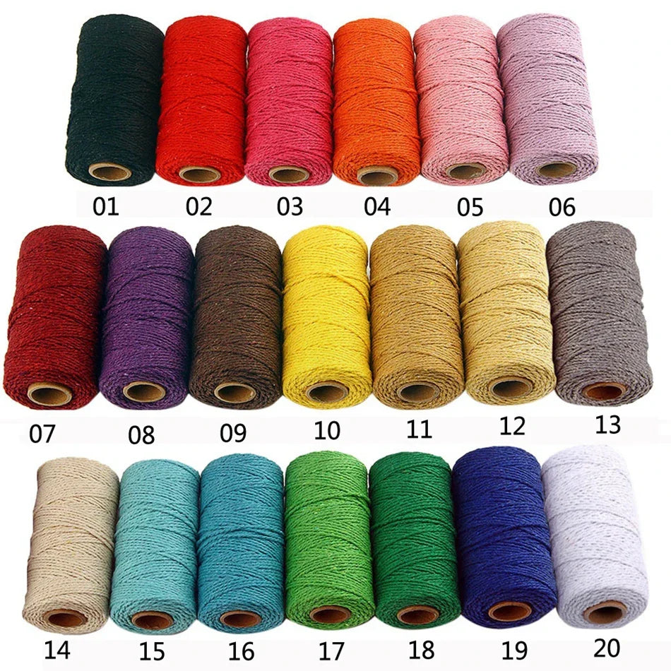 2mm 100M Macrame Cotton Cord – Twine Thread for DIY Crafts, Wall Hangings, Bohemian Wedding & Home Decor