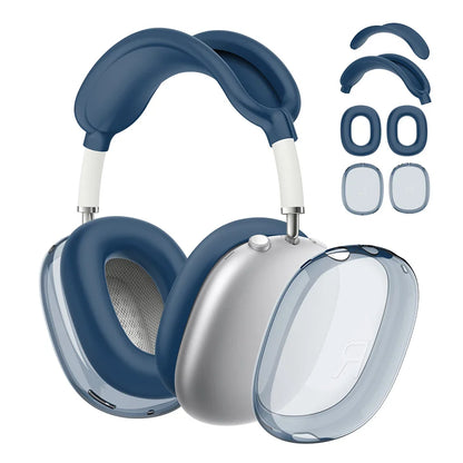 4-in-1 Clear Silicone & TPU Shockproof Protective Cover Set for AirPods Max – Ear Pads, Ear Cups, Headband, and Ear Cushion Protector