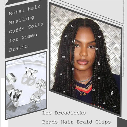 50PCS Alloy Hair Jewelry for Braids — Metal Dreadlock & Braid Clips, Non-Piercing Ear, Beard Beads & Hair Cuffs
