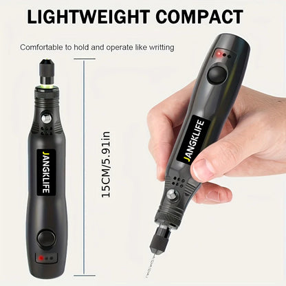 JANGKLIFE USB Cordless Rotary Tool Kit - Mini Wireless Engraving Drill for Wood, Jewelry, Metal & Glass DIY