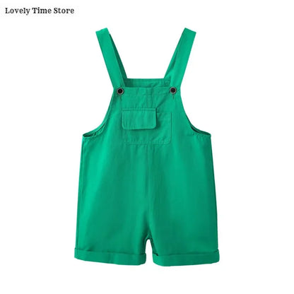 Kids Hip Hop Candy Color Overalls – Girls & Boys Suspender Shorts Jumpsuit Romper Streetwear