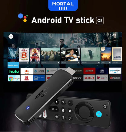Mortal Q8 Android TV Stick Global Version – Android 14, 8K/4K Streaming, WiFi 6, Voice Remote, Netflix & YouTube Compatible