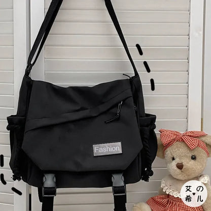 Youth Fashion Nylon Crossbody Bag – Large Capacity Canvas Shoulder Messenger School Bag for Women & Girls