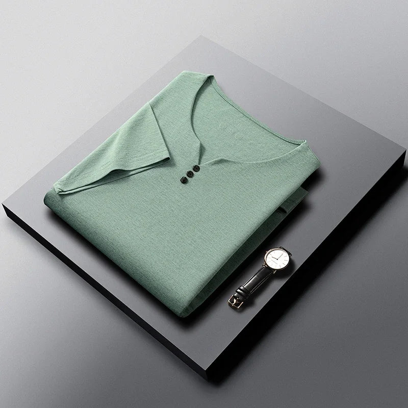 Men's Henley Neck T-Shirt - Short Sleeve Casual Summer Top