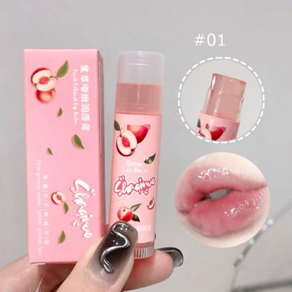 Jelly Fruit Lip Balm – Plant Extract Moisturizing Nourishing Lip Gloss, Long-Lasting Hydrating Juicy Peach Lip Care